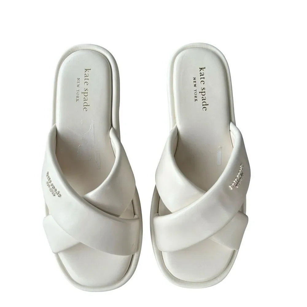 kate spade new york Rio Crisscross Slide Sandals, Ivory, size 10.5, NWOT